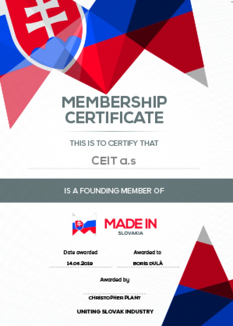 CEIT awarded the Founding Partner membership certificate